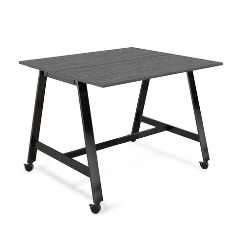 Signature Bistro Benching Table 48" x 60" - Newport Grey with Black Legs