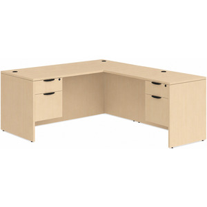 CLALD2039- Classic L-Shape Desk 66" W x 30" D with 42" Return and 2 Box/File Pedestals- Maple