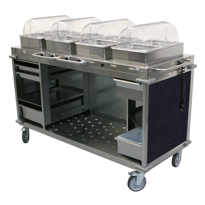 Cadco CBC-HHHH-L4-4 MobileServ® Mobile Hot Buffet Cart (4) Hot Full Size Buffet Servers