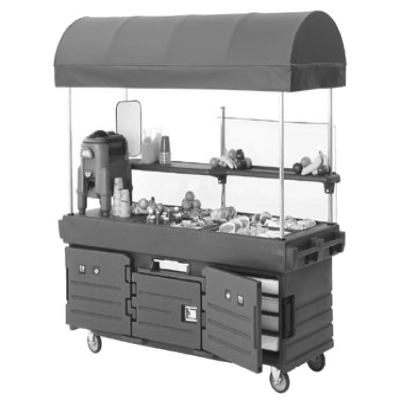 Cambro KVC854C426 Camkiosk Cart with 4 Pan Wells & Kentucky Green Canopy