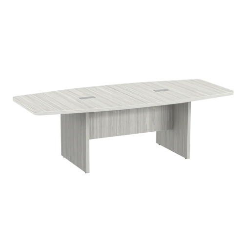 Classic Boat-Shape Conference Table 2 Grommets 8 Ft - Silver Birch