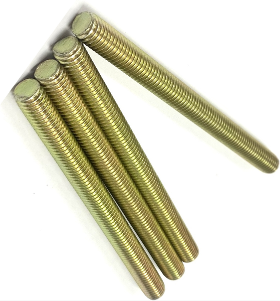 NO. 10" - 24 X 6" FULLY THREADED STRAIGHT ROD ALLOY STEEL 33-39 HRC ZINC TRIVALENT YELLOW