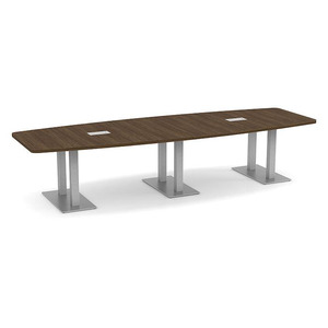 12ft Boat Shape, Palmer base Conference Table: MODERN WALNUT 