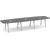 14' Boat Shape, Signature Conference Table: Newport Gray Top, Silver Metal VA Leg