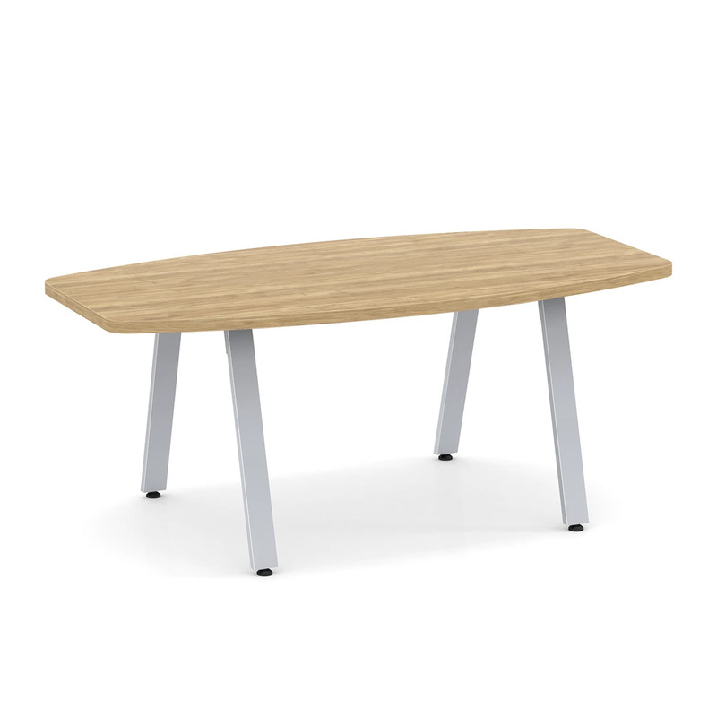 Signature Boat-Shape Conference Table 6 Ft - Aspen with Silver Metal Legs