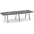 10' Boat Shape, Signature Conference Table: Newport Gray Top, Silver Metal VA Leg