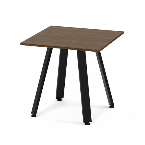 Signature Square Meeting Table 30" - Modern Walnut with Black Metal Legs
