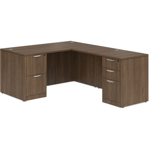 CLALD2040- Classic L-Shape Desk 66" W x 30" D with 42" Return and 2 Full Pedestals- Modern Walnut