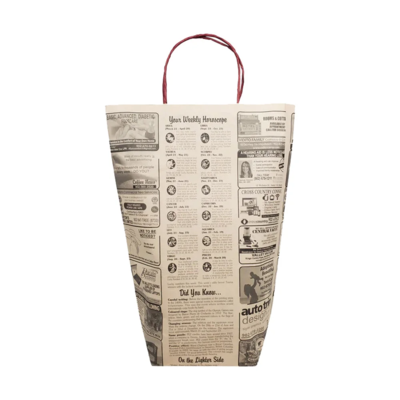Newspaper Print Coffee Bags - Medium - Twisted Handles
