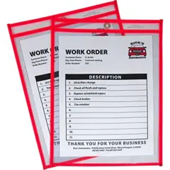 9 X 12 NEON RED JOB TICKET HOLDERS 15/CS  JTH115RD