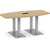8' Classic Boat Shape Conference Table with Palmer Base - Aspen Top, Silver Brushed Base