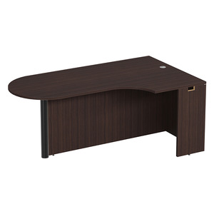 PL133R CORNER EXT. BULLET DESK w/POST - RIGHT- Espresso & Black