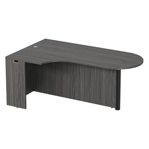 PL133L CORNER EXT. BULLET DESK w/POST - LEFT- Coastal Grey & Black