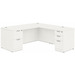 CLALD1044- Classic L-Shape Desk 71" W x 30" D with 47" Return and 2 Full Pedestals- White