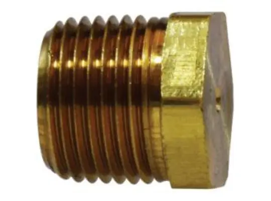 Solid Hex Head Plug, 1/4-in NPTF, 3/4 in, Brass