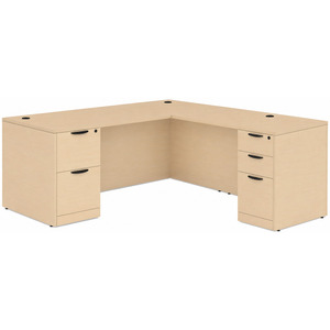 CLALD1044- Classic L-Shape Desk 71" W x 30" D with 47" Return and 2 Full Pedestals- Maple