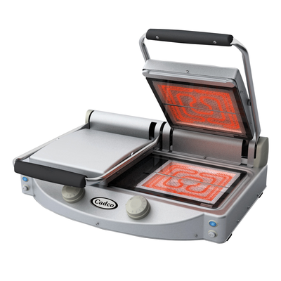 Cadco CPG-20FC Double Clamshell Grill Clear Glass-Ceramic Grill 