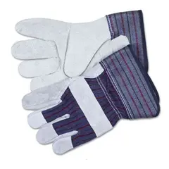 LARGE GRAY SPLIT LEATHER PALM WORK GLOVES GLOVES  CRW12010L