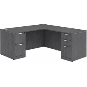 CLALD1040- Classic L-Shape Desk 66" W x 30" D with 47" Return and 2 Full Pedestals- Coastal Gray