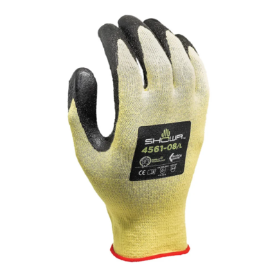 Cut-Resistant Gloves - Kevlar Shell - Foam Nitrile Palm Coated - ANSI A4 - 15 Gauge - Yellow/Black - Large
