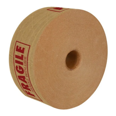 Kraft Gum Tape - Printed Fragile - 3" x 492.1' - Reinforced