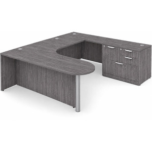 CLAUD1007R Executive Bullet U-Shape Typical 71" X 101" Desk- Newport Grey/Silver