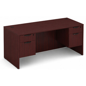 CLASD1031- Classic Desk 71" W x 36" D with Two Hanging Pedestals- Mahogany