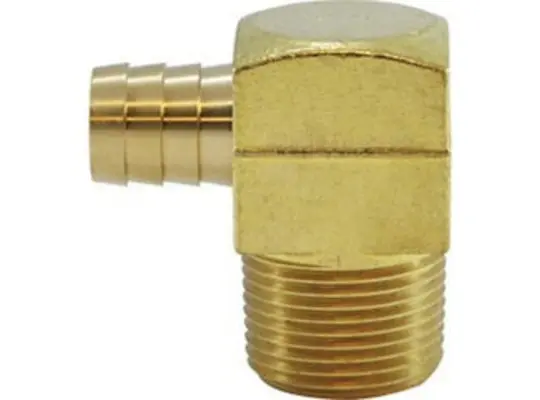 90-deg Square Barstock Brazed Elbow, 3/4-in Hose Barb x 1-in Male NPTF, Brass