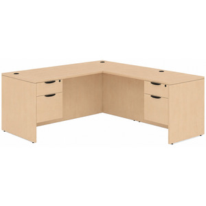 CLALD2035- Classic L-Shape Desk 60" W x 30" D with 42" Return and 2 Box/File Pedestals- Maple