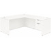 CLALD1033- Classic L-Shape Desk 60" W x 30" D with 47" Return and Box/File Pedestal- White