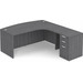 CLALD1008R- Right-Handed Bowfront L-Desk 71" W x 36" D with 47" Return and Box/Box/File Pedestal- Coastal Gray