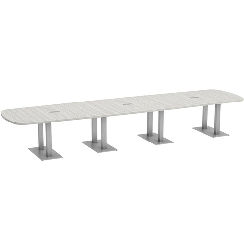 Arena Conference Table 16 Ft with Palmer Brushed Double Base - Silver Birch