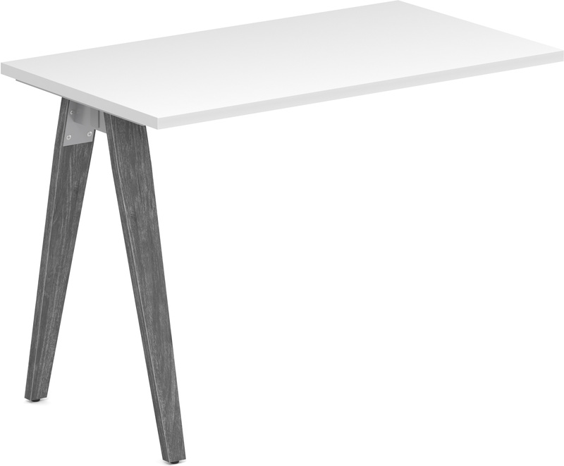 Signature Desk Return 24" x 42" - White with Newport Grey Legs and Silver Hardware