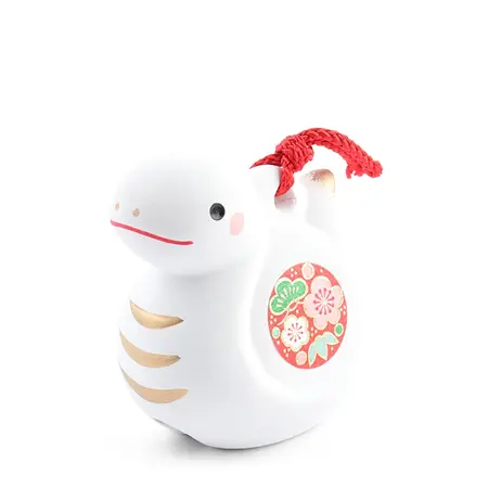 Figurine Snake White Bell with Cord 2