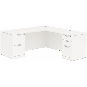 CLALD2044- Classic L-Shape Desk 71" W x 30" D with 42" Return and 2 Full Pedestals- White