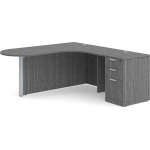 CLALD1010R- L-Shaped Bullet Workstation 71" W x 30" D with 47" Return and Box/Box/File Pedestal- Newport Gray/Silver