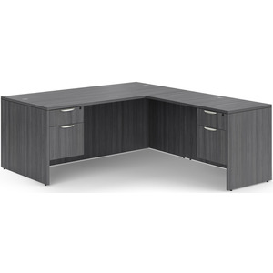 CLALD2043- Classic L-Shape Desk 71" W x 30" D with 42" Return and 2 Box/File Pedestals- Newport Gray