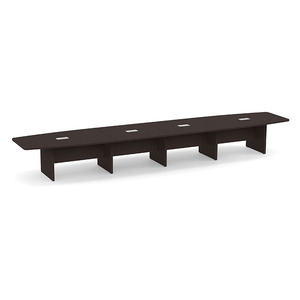20ft Boat Shape, slab base Conference Table: ESPRESSO 