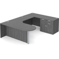 Classic U-Shape Bullet Executive Workstation 101" x 71" Right Hand with Locking Multi-Storage - Newport Grey with Silver Post Finish