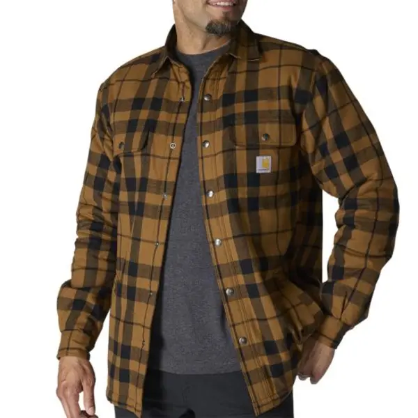 CARHARTT 107017 - Relaxed Fit Flannel Sherpa-Lined Shirt Jac - Carhartt Brown
