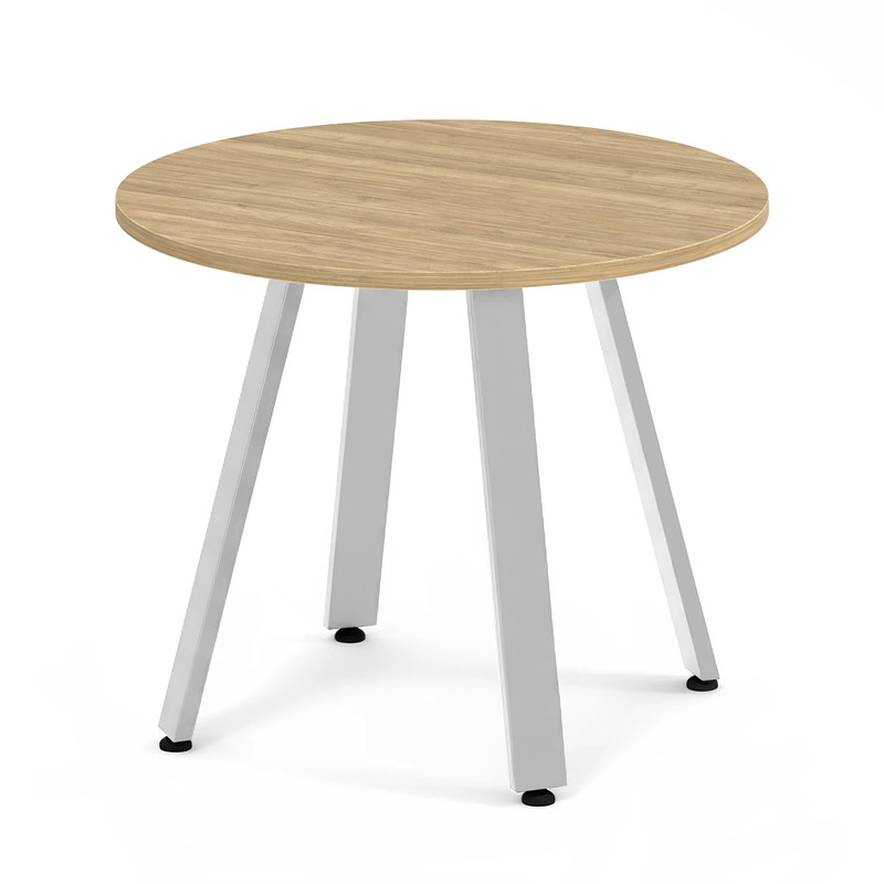 Signature Round Meeting Table 36" - Aspen with Silver Metal Legs