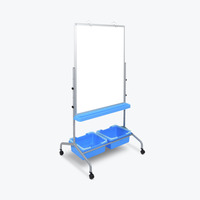 Luxor L330 Mobile Classroom Chart Stand, Double-Sided Magnetic Whiteboard with Storage Bins, 30" x 40"