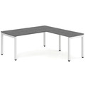 Elements L-Shape Desk 84" x 72" x 36"D - Newport Grey with White Legs