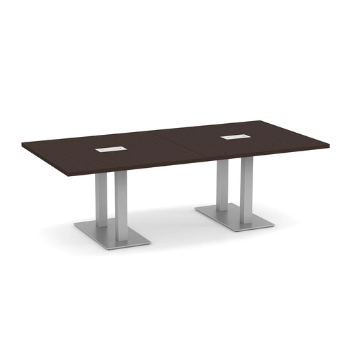 Classic Conference Table 8 Ft with Palmer Brushed Double Base - Espresso