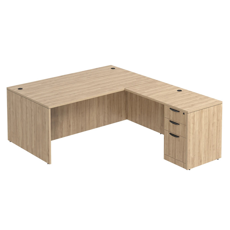 Classic L-Shape Desk 83" X 71" with Box/Box/File Pedestal - Aspen