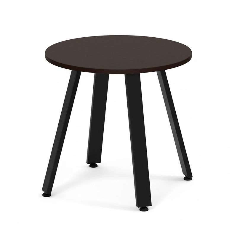 Signature Round Meeting Table 30" - Espresso with Black Metal Legs