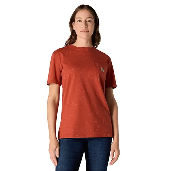 CARHARTT 103067 - Women's Loose Fit Heavyweight Short Sleeve Pocket T-Shirt - Red Spice Nep