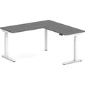 Enhance Electric Height-Adjustable L-Shape Desk 60" X 60" - Newport Grey with White Base