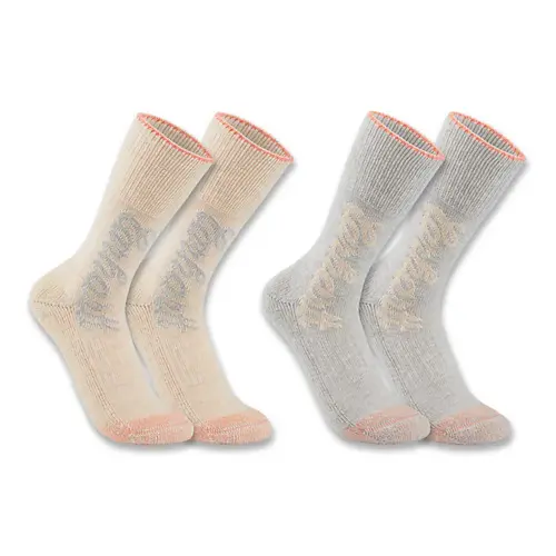 CARHARTT SC682 - Women's Midweight Cotton Tencel™ Fiber Blend Crew Sock 2-Pack - Beige