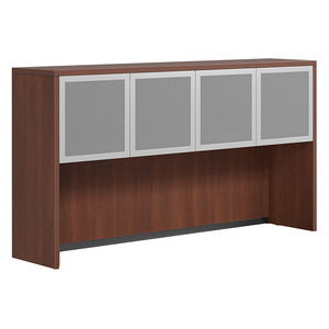 CLAHU2004- Hutch with 4 Silver Frame Glass Doors- Cherry/Silver Glass